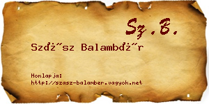 Szász Balambér névjegykártya